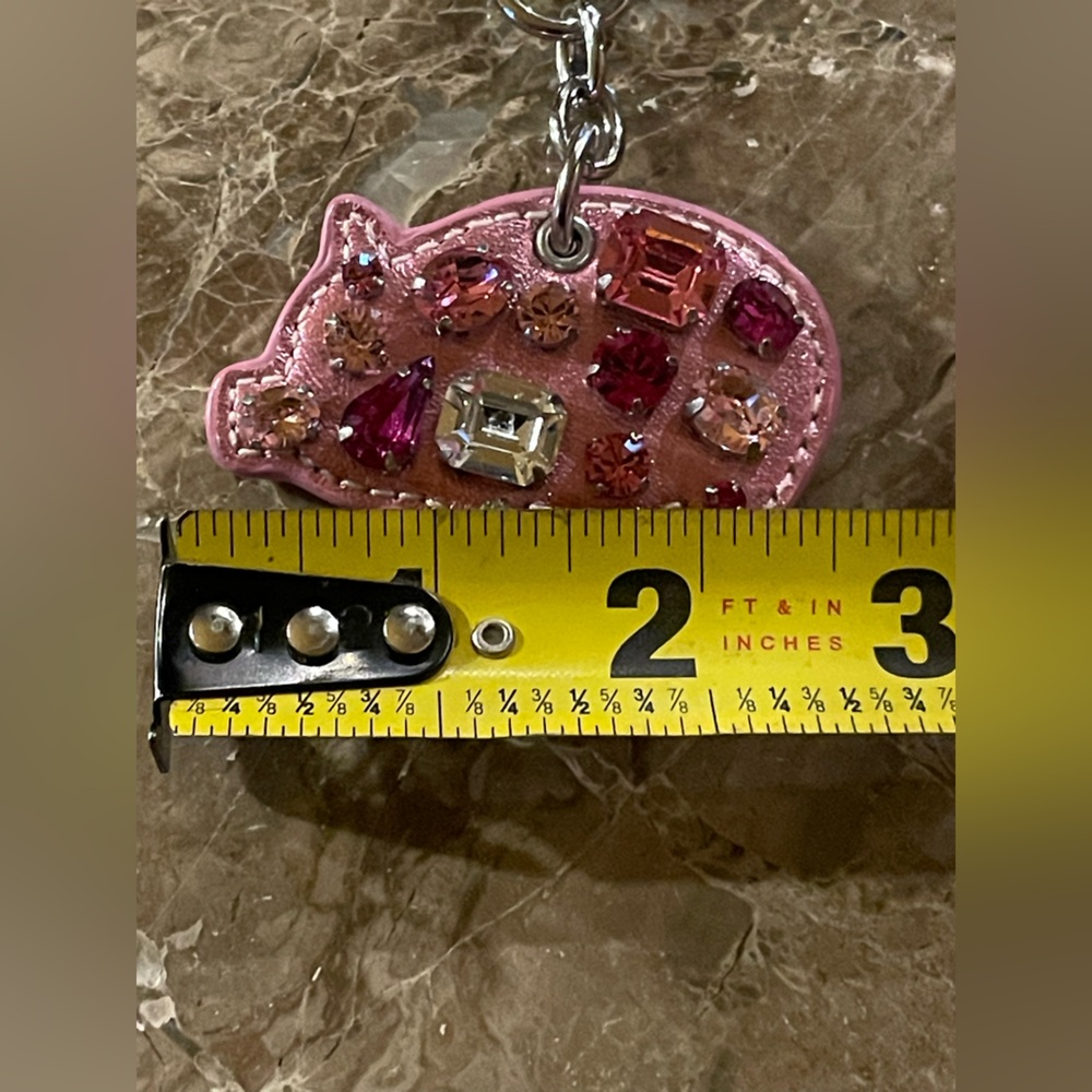 COACH HTF Crystal Gem-Studded Pink Pig Bag Charm Key Fob - Picture 12 of 17